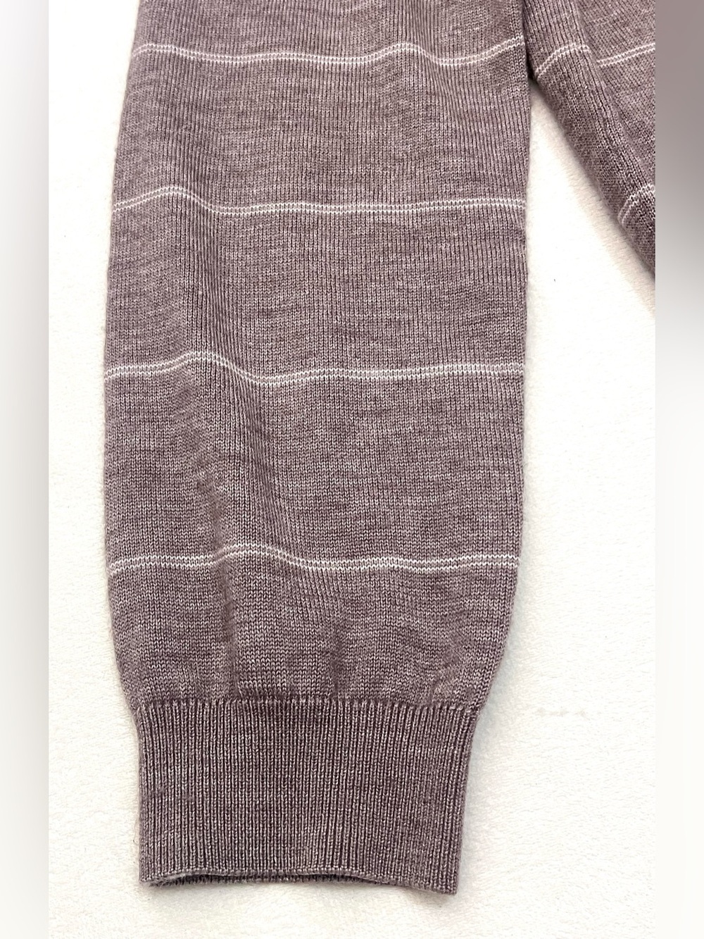 Saks Fifth Avenue Light Brown Striped Crewneck Wool Blend Sweater Women’s XL - Picture 4 of 16